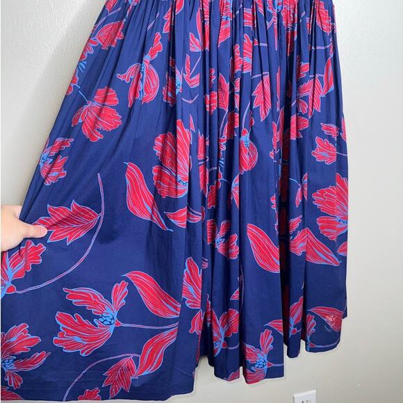 ModCloth Blue Red Floral Fit & Flare Midi Dress Women’s Size 10 NWT Retro Style - Picture 5 of 7